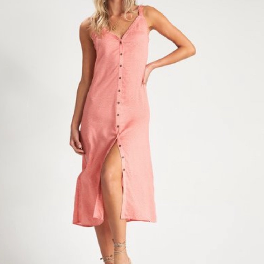 Billabong Sweet Edges Dress - Barely Worn - Coral Kiss Pink - Size L